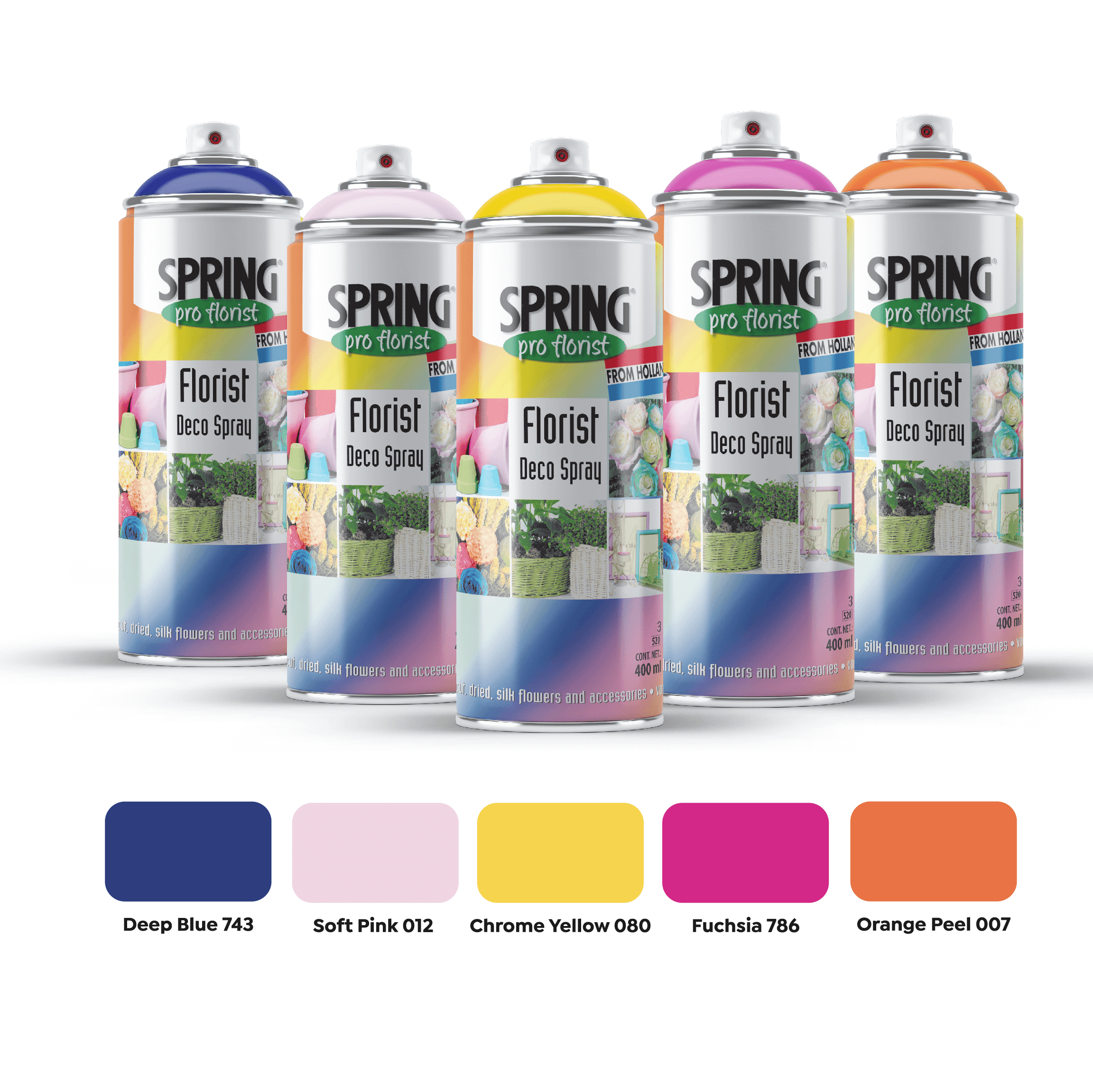Pintura en aerosol colores sólidos Spring para flores y decoración.